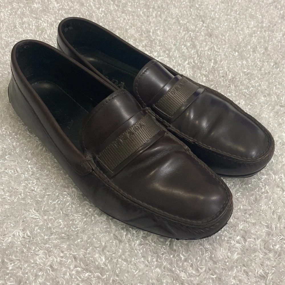 Prada Brown Leather Penny Loafers